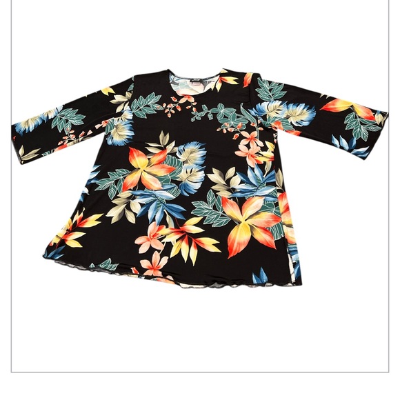JOSTAR Women's Stretchy Tunic Top Quarter Sleeve Print Size XL Floral Print - Picture 4 of 13